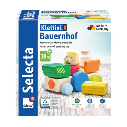 Selecta Klettini® Bauernhof 62076 – Juguete de Construcción de Granja en Madera