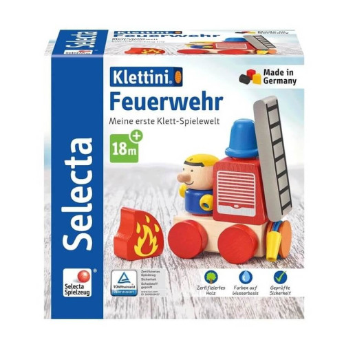 Selecta Klettini® Feuerwehr 62077 – Camión de Bomberos de Madera