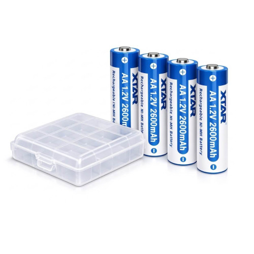 XTAR AA 2600mAh NiMH – Pack de 4 Pilas Recargables