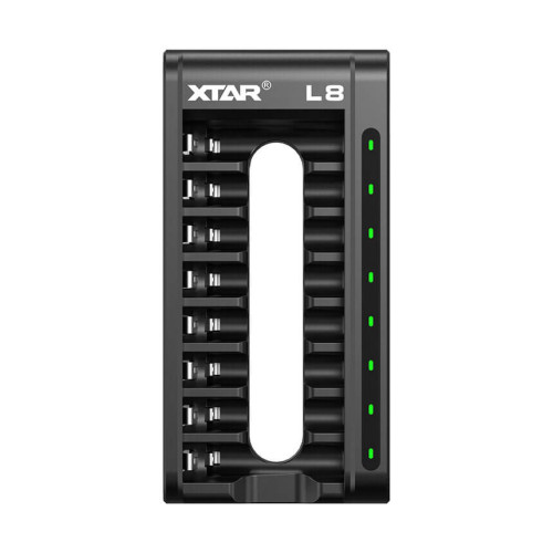 Cargador inteligente Xtar L8 – 8 ranuras AA/AAA para baterías Li-Ion 1.5 V y Ni-MH 1.2 V