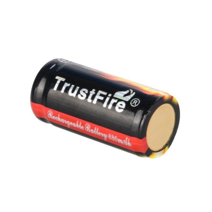 Compact size detail of Trustfire 16340 CR123A 880mAh 3.7V Li-Ion rechargeable battery