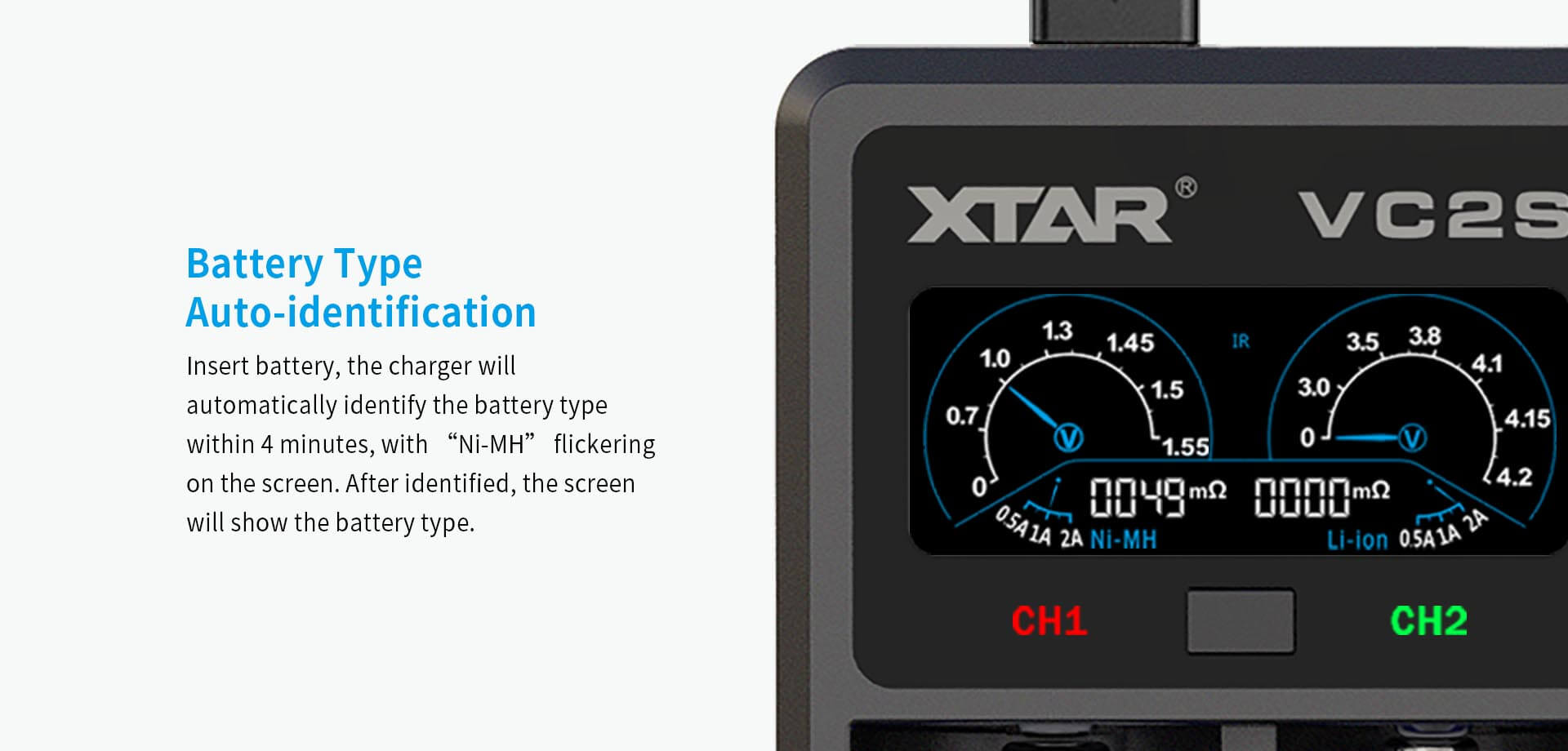 Indicadores LED del Xtar VC2S en funcionamiento