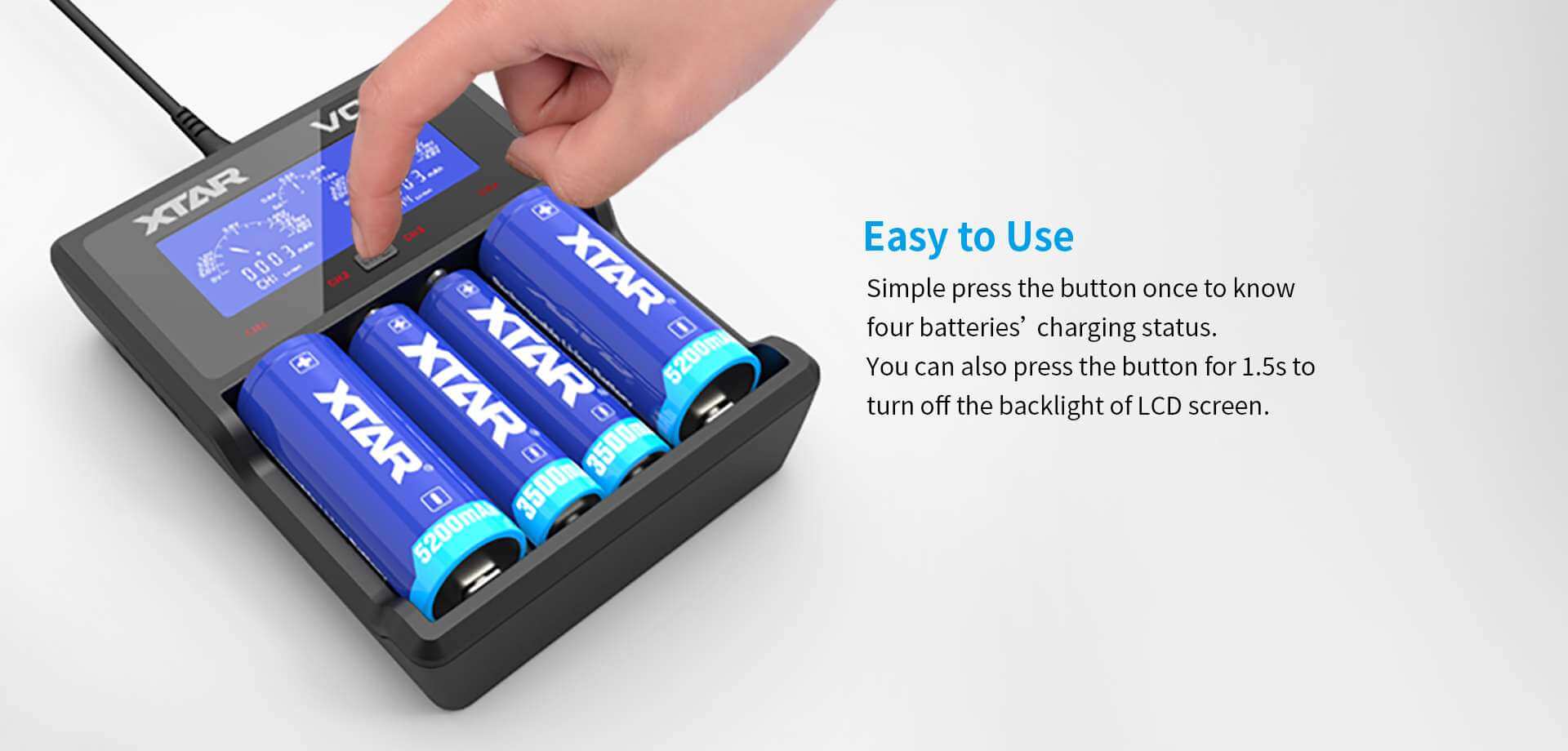 XTAR VC4 sistema de carga inteligente para baterías recargables