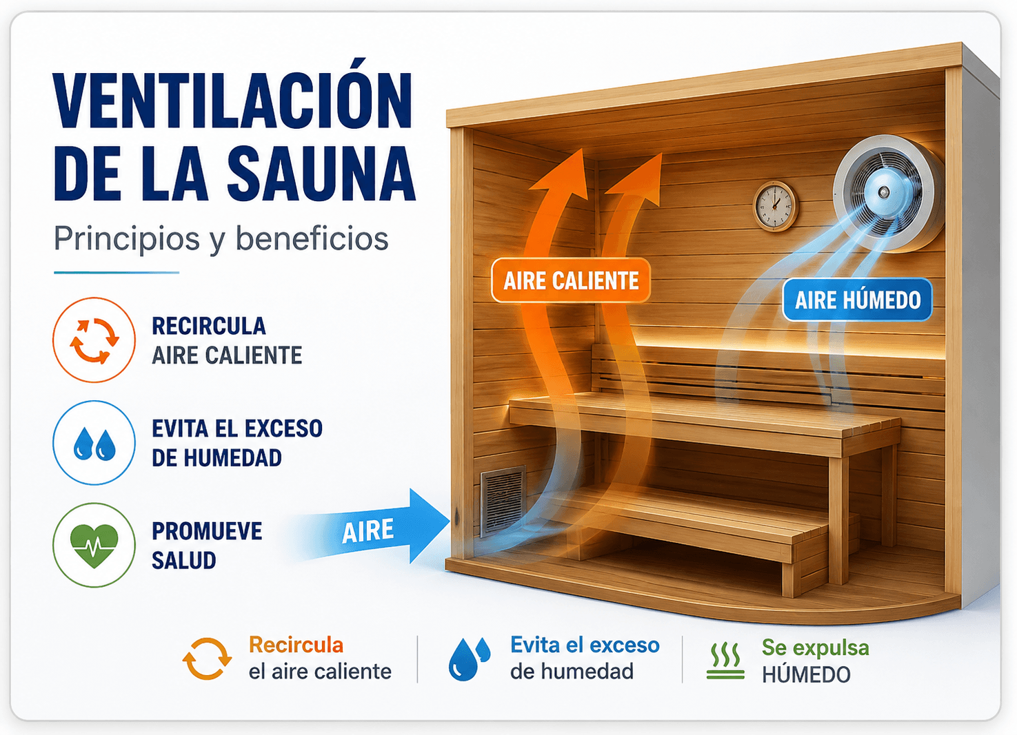 Ventilación en sauna y baño de vapor