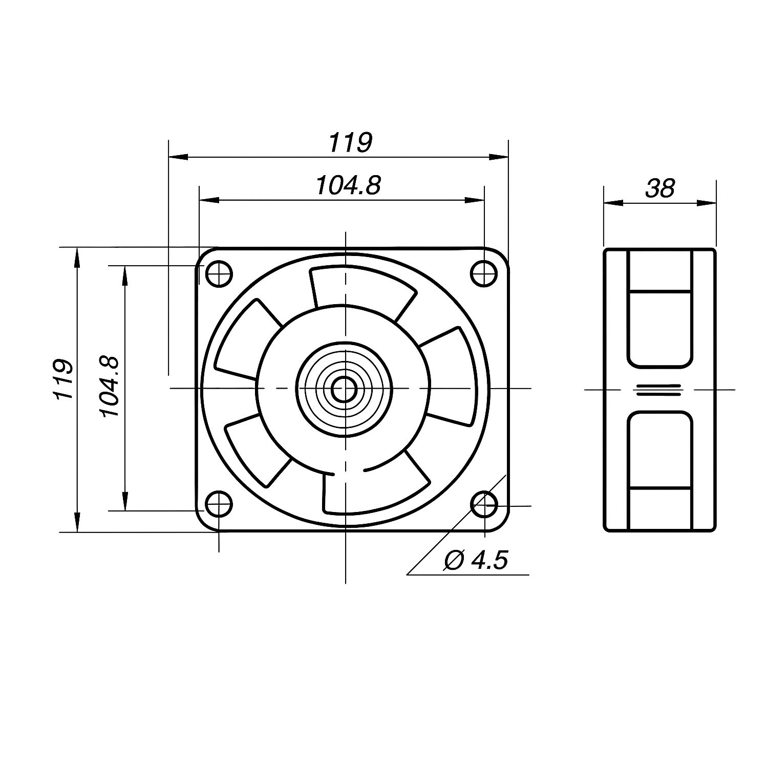 Dimensiones del ventilador VA12/2