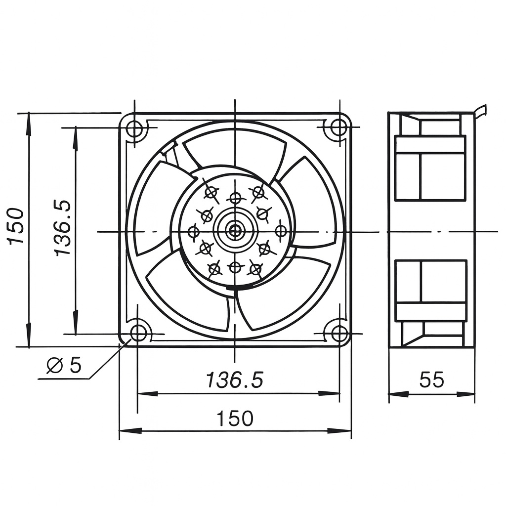 Dimensiones del ventilador VA16/2
