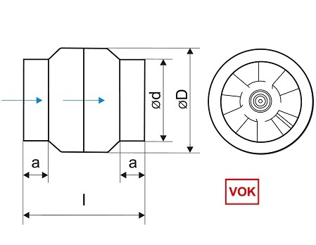 Dimensiones del ventilador VOK150 Ø120mm
